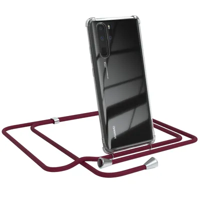 Produktbild von EAZY CASE Handykette kompatibel mit Huawei P30 Pro, Handyhülle mit Umhängeband, Handykordel, Schutzhülle Clear, Band in Rot