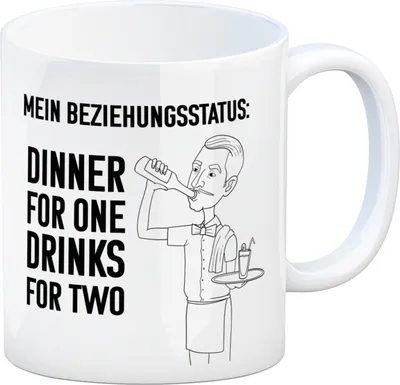 Produktbild von Beziehungsstatus: Dinner for one, Drinks for two Kaffeebecher