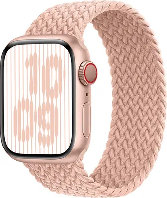 Produktbild von Stravo Solo Loop Armband aus geflochtenem Nylon – Größe M – Kompatibel mit Apple Watch 42/44/45/46/49 mm, Serie 1–11 & Ultra – Elastisch – Rosa
