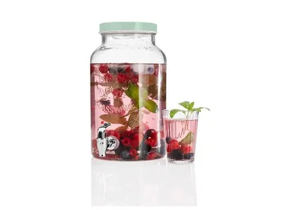 Produktbild von Ernesto Getränkespender mit Deckel Behälter aus Glas Glaskrug Zapf 5,5 L NEU