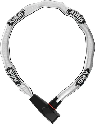 Produktbild von ABUS Kettenschloss Catena 6806K – Leichtes Fahrradschloss aus gehärtetem Stahl mit modischem Textilschlauch – Vierkantkette mit ABUS-Sicherheitslevel 6 – 110 cm – reflektierendes Grau