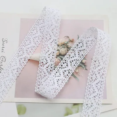 Produktbild von Vintage spitzenband aus Baumwolle- spitzenband Dekoband Zierband Spitzenstoff Spitzenborte fš¹r N?hen Handwerk Hochzeit Deko Scrapbooking Geschenkbox (weiss/16m*3cm)