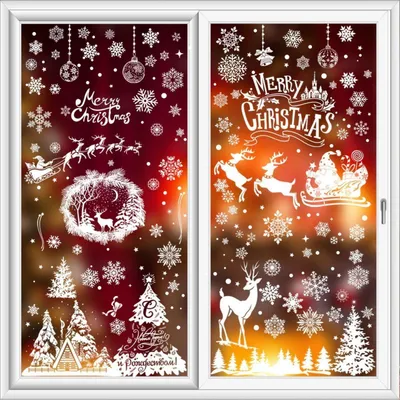 Productafbeelding van Zelfklevende kerstdecoraties voor ramen, herbruikbaar, sneeuwvlokken, set van 9, 20x30 cm, PVC