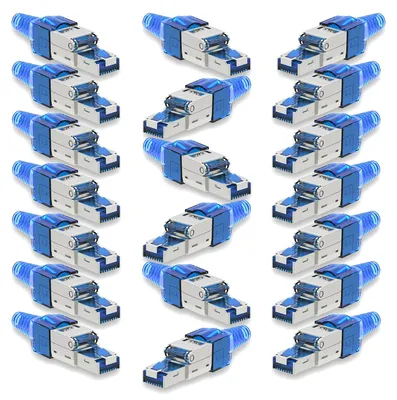 Produktbild von 20x Netzwerk Stecker CAT 7 Werkzeuglos RJ45 CAT7 Netzwerkstecker Netzwerkkabel