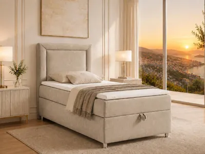 Produktbild von Best for Home Boxspringbett mit Bettkasten Trinity K3-SINGLE 90x200 Bonellfederkern inkl. Topper - Beige