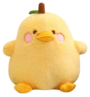 Image de Peluche en forme de canard, coussin doux, forme de poire, peluche kawaii, jouet, coussin décoratif, couleur jaune, 40 cm