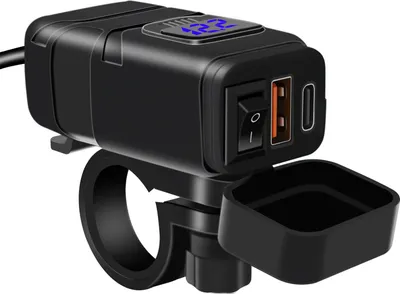 Image de Chargeur USB Moto Type C Chargement rapide QC3.0 avec Voltmètre Interrupteur ON/Off pour Téléphone Tablette