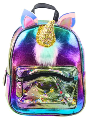 Produktbild von Kinderrucksack mit Einhornhorn, beweglichem Konfetti-Regenbogen, 25 cm, 4,5 l