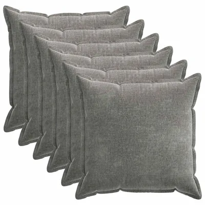 Obrázok produktu pre vidaXL Vankúšový poťah, 6 ks, HOUTEN, tmavosivá farba, 70 x 70 cm, materiál: velúrová tkanina