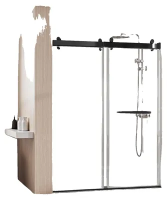 Zdjęcie produktu dla Drzwi Prysznicowe Bezramowe Vevor 1219X1930 Mm Podwójne Szkło Hartowane