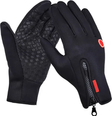 Produktbild von Winterhandschuhe Touchscreen Warme Handschuhe, Winddichte Thermohandschuhe zum Radfahren und Fahren, Verstellbare Vollfingerhandschuhe (Schwarz)