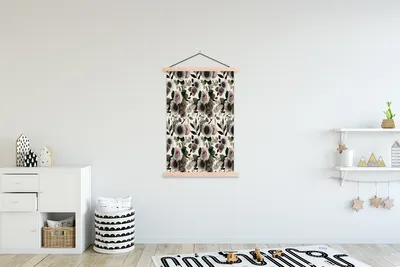 Produktbild von MuchoWow® Textilposter Blumen - Rosen - Blätter 120x180 cm mit holzfarbenen Rahmen - Textil-Plakat