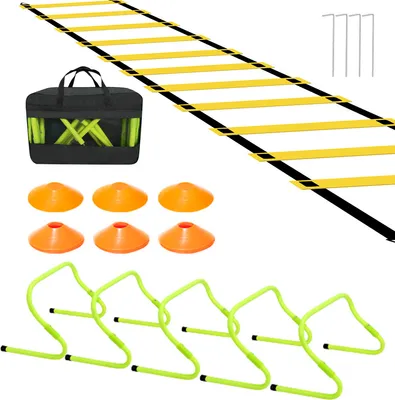 Obrázok produktu pre Jopassy koordinačný rebrík agility tréningová sada futbalové kužele koordinačné prekážky nastaviteľná rýchlosť/agility tréningová pomôcka pre deti