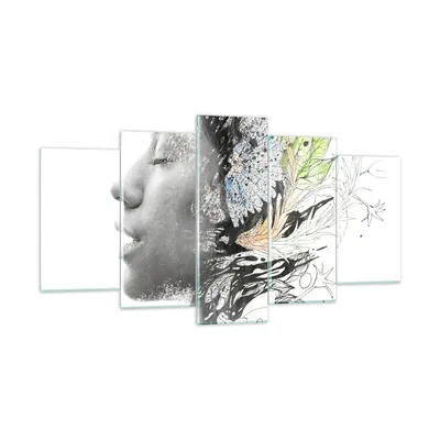 Produktbild von Bilder auf glas - Frau Abstraktion - 160x85cm - Glasbilder - Wandbilder - Kunstdruck - zum Aufhängen bereit - Wanddekoration aus Glas - Glas Bilder - Wandbild auf Glas - 5 Teile - GEA160x85-3964