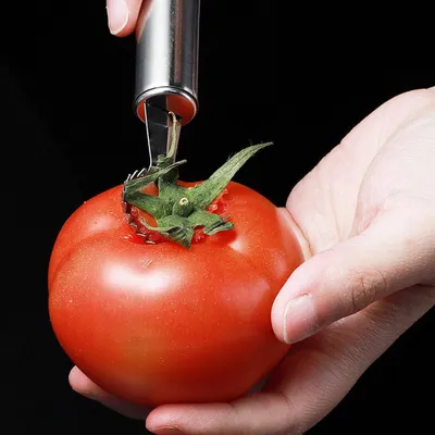 Produktbild von Tomatenentkerner - Werkzeug zum Entfernen von Obststielen - Edelstahl-Blattstielentferner für Ananas, Erdbeeren, Kirschen und Tomaten