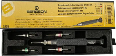 Zdjęcie produktu dla Bergeon 7902 Precyzyjne Wkrętaki z 5 Szybkozmiennymi Adapterami