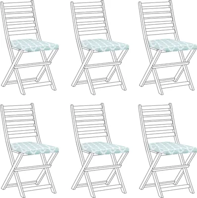 Produktbild von BELIANI Sitzkissen für Gartenstuhl 6er Set Mintgrün / Weiß Stoffbezug mit Reißverschluss Bindebändern 31 x 39 cm Modern Geometrisches Muster Outdoor