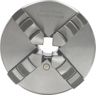 Zdjęcie produktu dla Samocentrujący uchwyt tokarski z 4 szczękami – K12-80 – 80 mm (8 cm) – ręczny uchwyt tokarski – żelazo/stal – srebrny