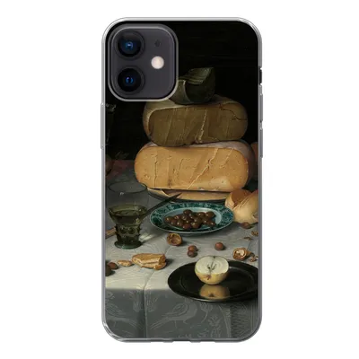 Produktbild von MuchoWow® Handyhülle Schutzhülle Hülle für iPhone 12 Stilleben mit Käse - Gemälde von Floris Claesz. van Dijck Silikon Softcase Handy Hülle - Schutzhülle