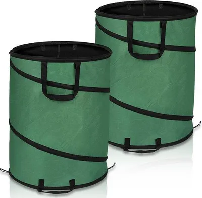 Image de Sac poubelle de jardin à ouverture par le haut - sac poubelle de jardin à rabat - 170 litres - lot de 2 - sacs à mauvaises herbes - sacs à feuilles - sac poubelle pour déchets de jardin - recyclable