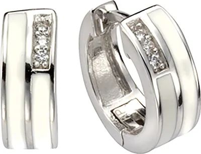 Produktbild von F Klappcreolen 925/- Sterling Silber 1,5cm weiß Zirkonia weiß 025210024