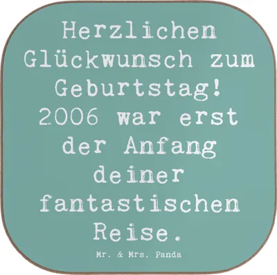 Produktbild von Mr. & Mrs. Panda Tassenuntersetzer Spruch 2006 Geburtstag - Meeresbrise - Geschenk, Alter, Coaster, Tischschoner, Untersetzer für Gläser, Neuanfang, Glückwunsch