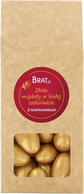 Obrázok produktu pre Zlaté mandle v bielej čokoláde so slaným karamelom 100g