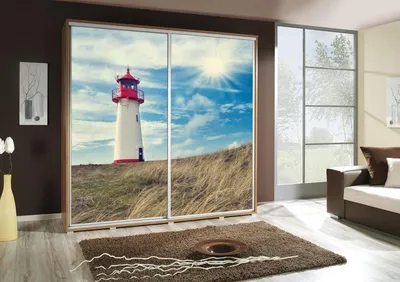 Productafbeelding van Kledingkast GILES: Schuifdeurkledingkast met grafische prints, 205x215 cm