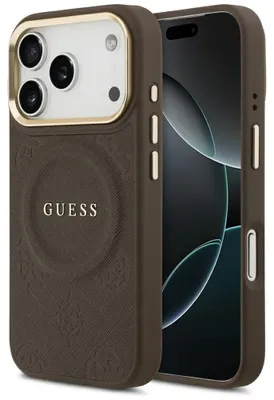 Obrázok produktu pre Guess – Peony Hot Stamp MagSafe obal na iPhone 17 Pro – hnedý