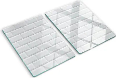 Produktbild von Tulup Glas Herdabdeckplatte - 2x40x52 cm - Glaskeramikkochfeld-Abdeckung Spritzschutz Glasabdeckplatte Kochplattenabdeckung und Schneidebrett - Zweiteilig - Sonstige - Keramikwand - Weiß