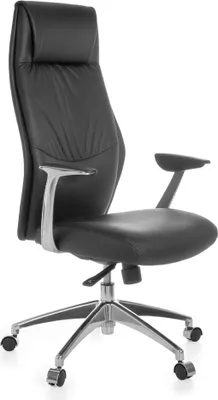 Image de Chaise de bureau en cuir véritable noir Chaise de bureau X-XL 120 kg Mécanisme synchrone Fauteuil de direction Appuie-tête haut