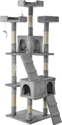 Produktbild von NYVI Katzen Kratzbaum Diego 170 cm groß grau - Deluxe Katzenbaum mit Katzenhöhlen, 3 Plattformen und Sisal Kratz Säule - Stabiles und Robustes XXL Katzenhaus