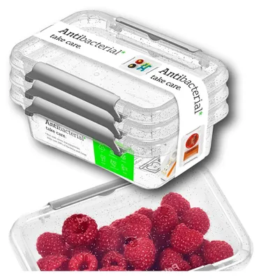 Zdjęcie produktu dla Moxom Pojemnik Do Żywności Na Żywność Antibacterial 0,35L Z Pokrywką 3Szt