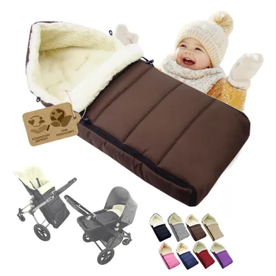 Produktbild von BAMBINIWELT Winterfußsack Fußsack universal  108cm für Babyschale Kinderwagen Buggy Wolle LINIERT BRAUN