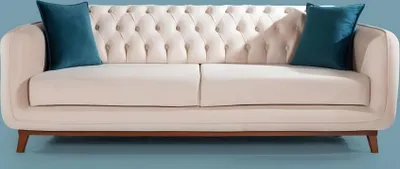 Image de Canapé 3 places 3 Canapé rembourré Tissu Canapé Meubles Beige blanc Velours