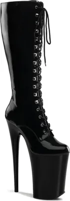 Produktbild von INFINITY-2020 Pleaser y mega hohe Damen Schnür Plateaustiefel schwarz Lack