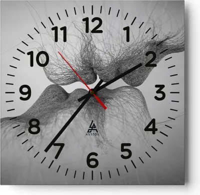 Produktbild von Wanduhr - Quadrat - Glasuhr - Kuss Liebe Paar - 40x40cm - Schleichendes Uhrwerk - Lautlos - zum Aufhängen bereit - Dekoration Modern - Wanddekoration aus Glas - C4AC40x40-4967
