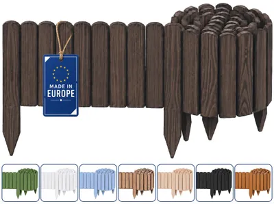 Zdjęcie produktu dla Woodygift płotek ogrodowy drewniany 200x20 cm palisada ogrodowa obrzeże trawnikowe obrzeże do rabat płotek do ogrodu orzech