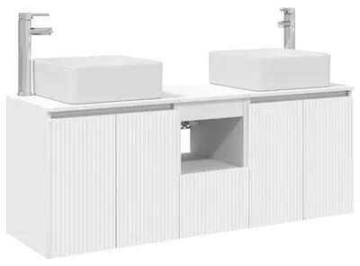Immagine prodotto di Set di 3 mobili da bagno, colore bianco, dimensioni 53 x 35 x 63 cm, materiale: legno composito