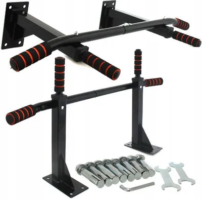 Obrázok produktu pre Korbi | Nástenná posilňovacia tyč 94 cm - Čierna - Nosnosť 350 kg - Stabilná a priestorovo úsporná - Fitness vybavenie