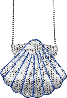 Produktbild von Muschel Handtasche zum Meerjungfrau Kostüm 25 x 28 cm | Pailletten Silber Blau