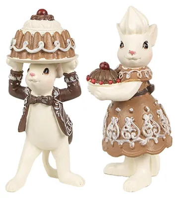 Obrázek produktu pro Clayre & Eef Vánoční dekorace figurka myši 5x5x11 / 5x5x10 cm hnědý plast