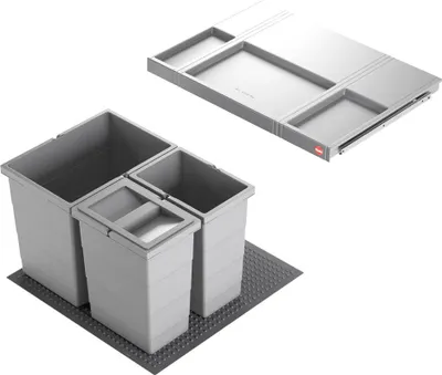 Image de Collecteur de déchets Hailo 3201632 Allegro 345 Insert 2x 8 + 18 L Gris clair