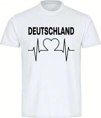 Produktbild von multifanshop Herren T-Shirt - Deutschland - Herzschlag, weiß, Größe 5XL