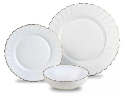Obrázek produktu pro Jídelní souprava Kinghoff KH 1921, 18 kusů, pro 6 osob, opálové sklo, bílá/zlatá