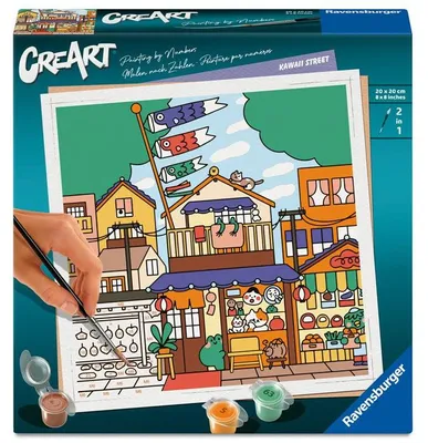 Produktbild von Malen nach Zahlen Erwachsene, Ravensburger CreArt Kawaii Street Niniwanted, 20x20 cm