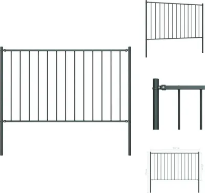 Produktbild von vidaXL Zaunfeld mit Pfosten Pulverbeschichteter Stahl 1,7 x 1,25 m -  Zaunfelder