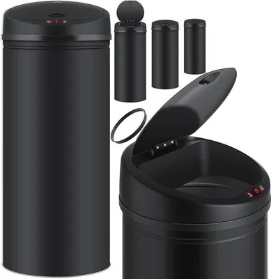 Image de Poubelle automatique à capteur, 30 L, en acier inoxydable noir