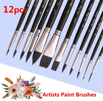 Produktbild von 12pcs Professionelle Pinsel Nylon Haar Zarte Holzgriff Pinsel Malerei Pinsel Set Geschenk für Künstler Kinder Erwachsene für Acryl Öl Aquarell Gouache Körper Gesicht Miniatur Detail Malerei Kunst Handwerksbetriebe