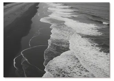 Produktbild von POSTER - 29x21 cm (A4) - Wandal - Schwarze und weiße Wellen, weicher Sand, ruhiger Strand -  Wandbild für Wohnzimmer Schlafzimmer & Flur, Modernes Poster Wanddeko, Ungerahmt